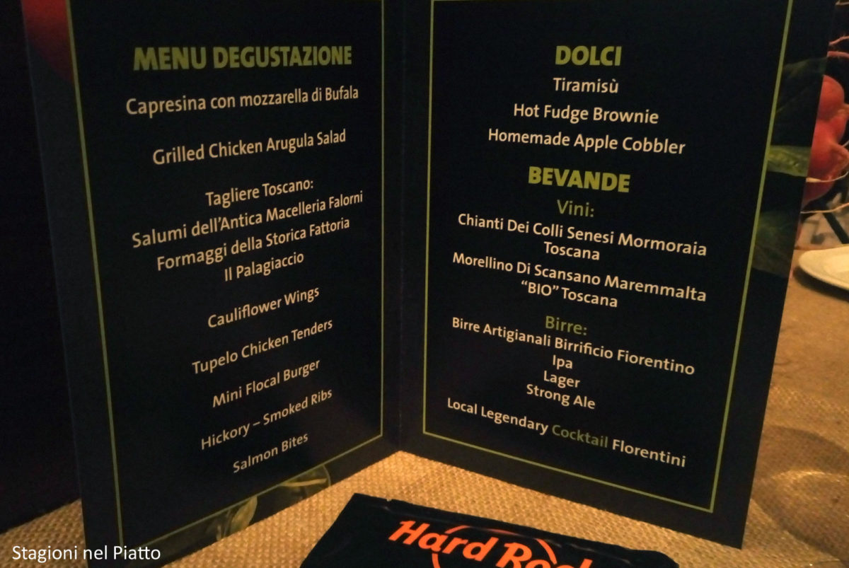Menu Test Kitchen Hard Rock Cafe Firenze