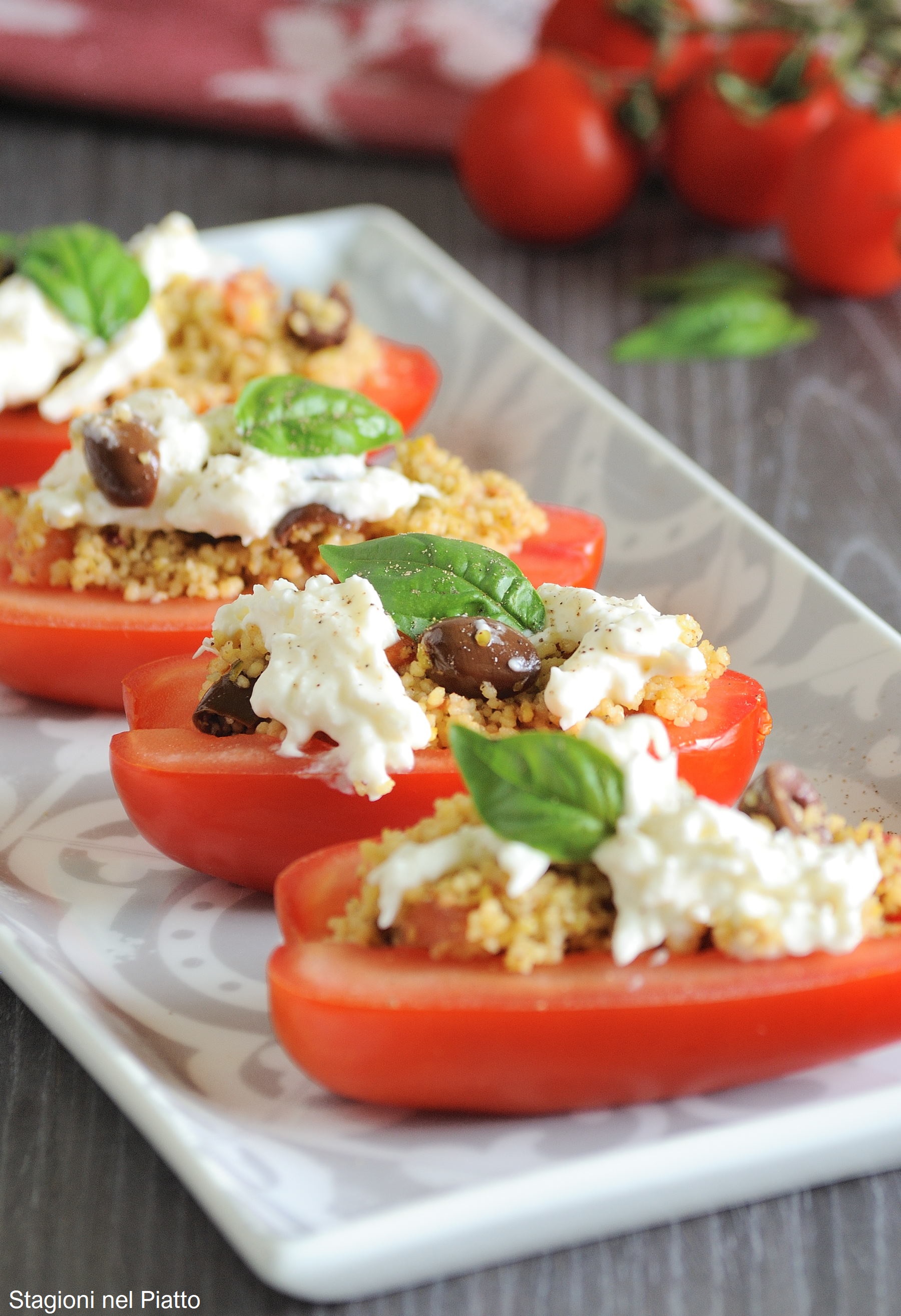 Pomodori ripieni di cous cous e burrata - Stagioni nel Piatto